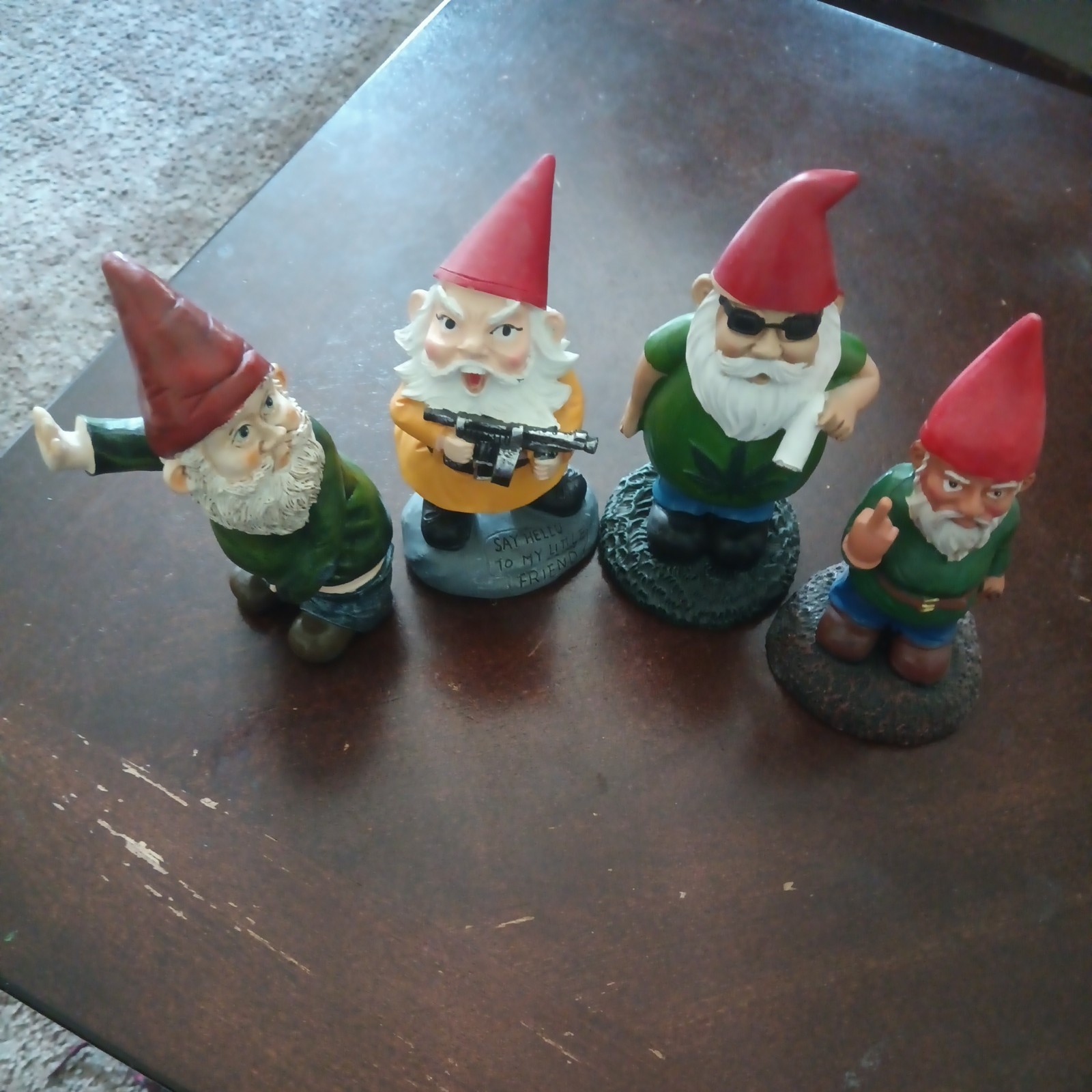 Naughty Gnomes in Playful Poses Figurine Set – of 4 Approx 6″ Tall