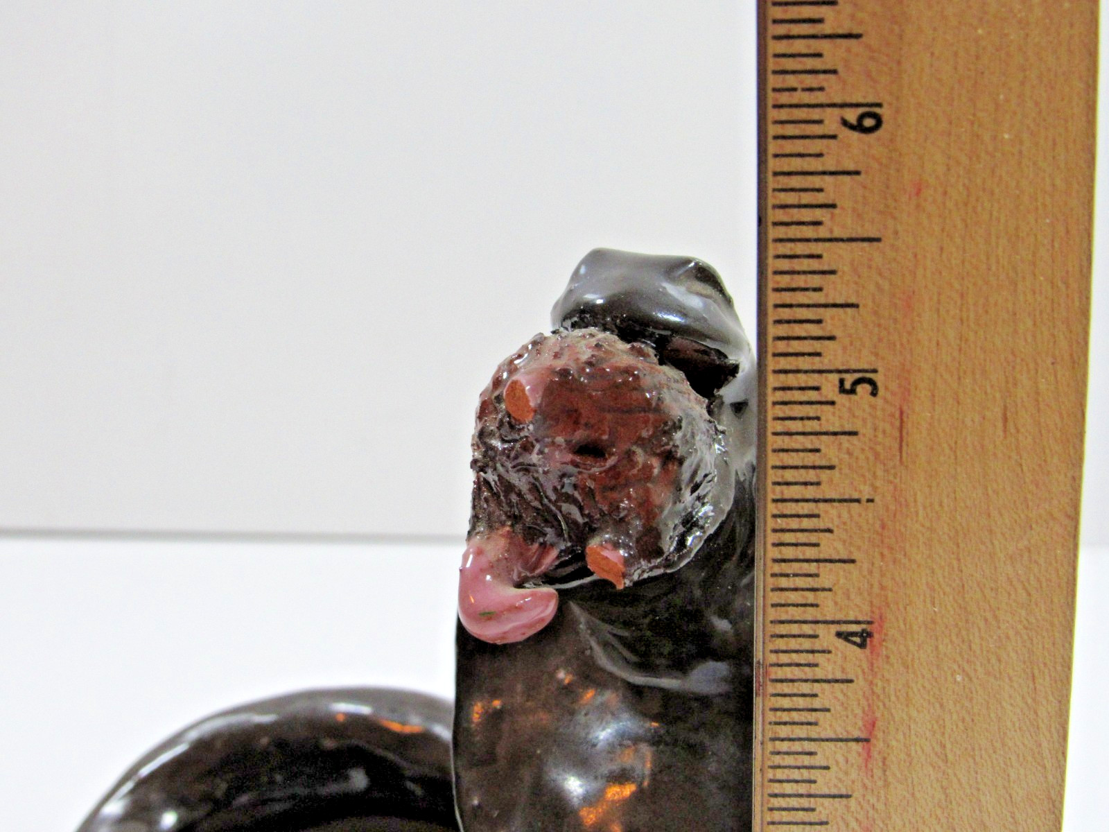 Vintage Folk Art Unique Pottery COILED SNAKE Cobra