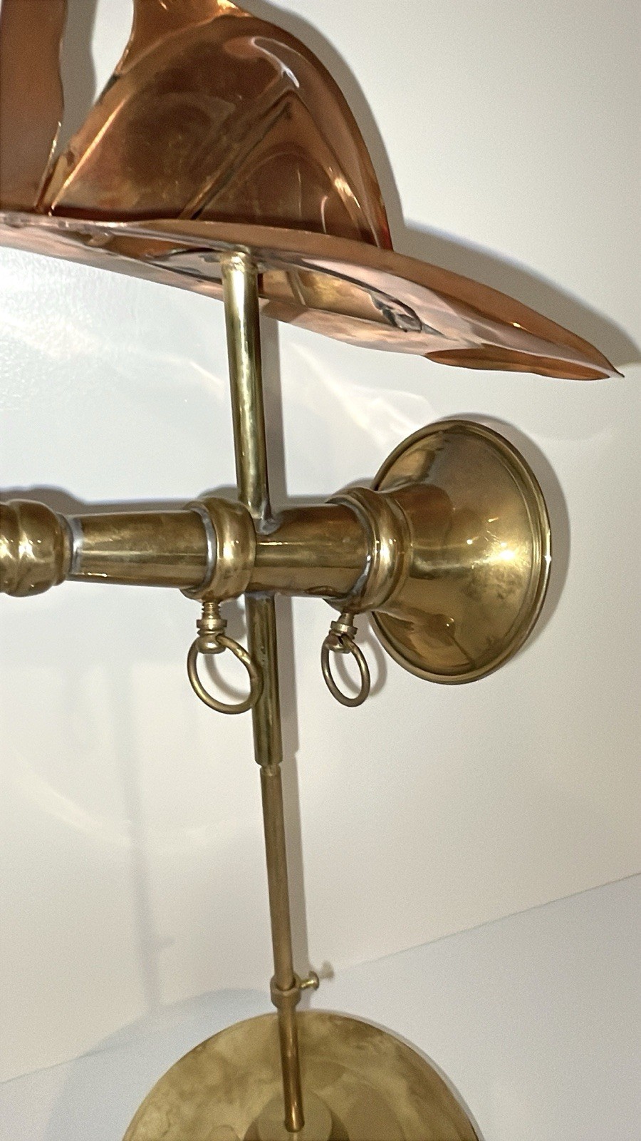 Vintage Fireman’s Copper & Brass Sculpture Firefighter’s Hat & Horn Decoration