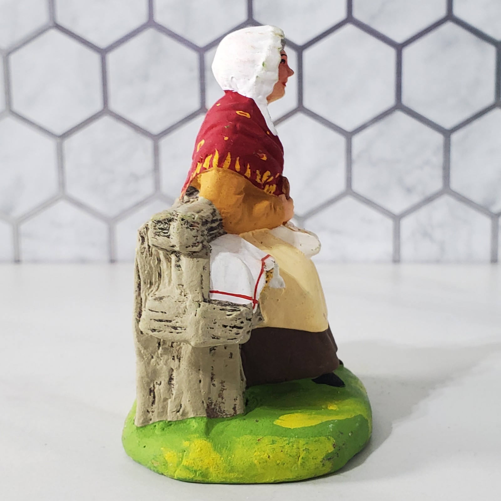 M Carbonel Santon Terracotta Femme Aioli Women with Garlic Figurine France
