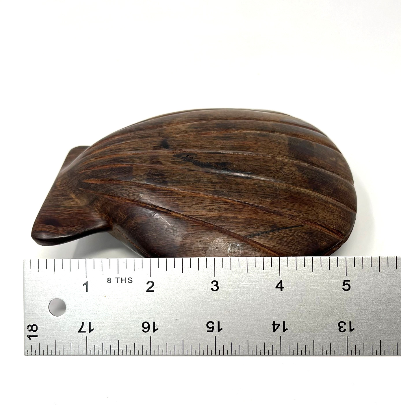 Vintage Solid Wood Hand Carved Sea Shell Clam Art Decor Sculpture Nautical Ocean