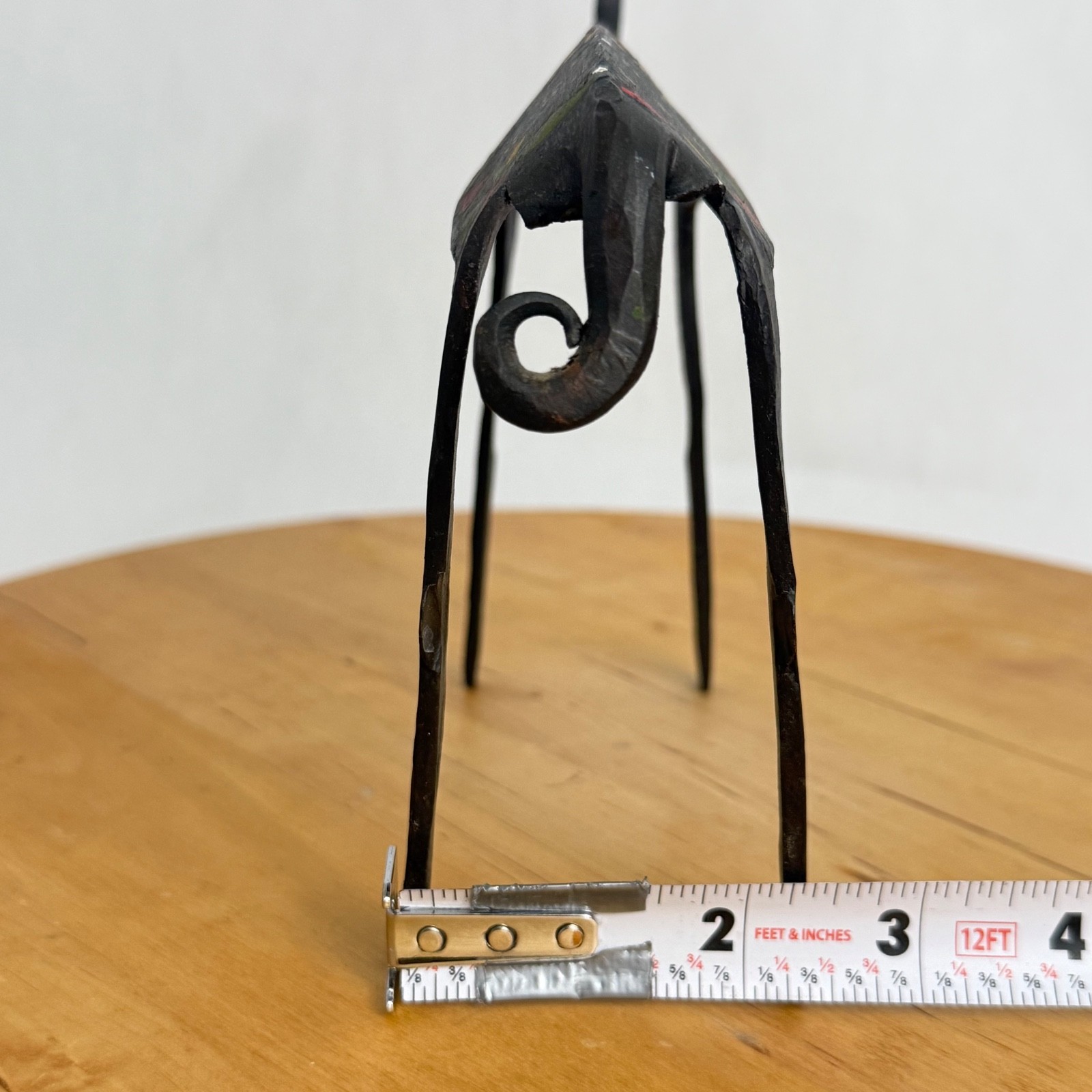Vintage Late 20th Century Brutalist Forged Metal Hand Painted Gazelle Deer Art