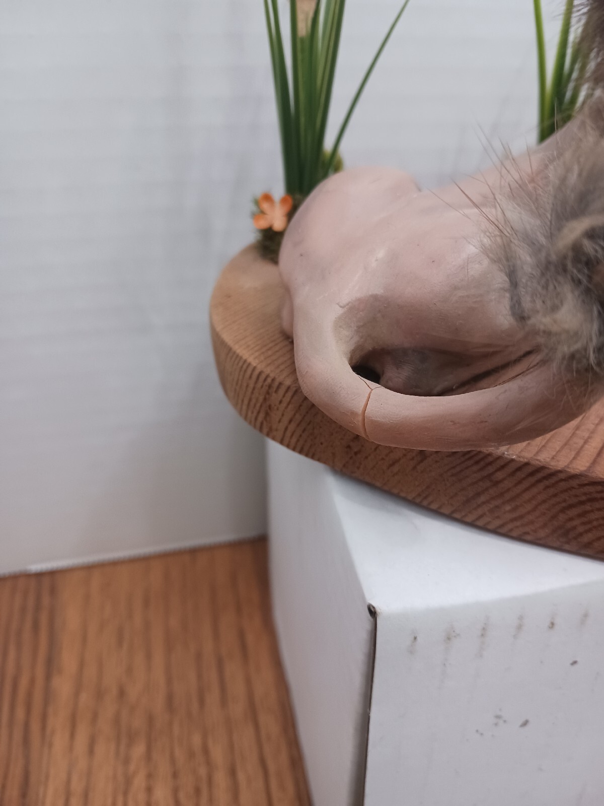 UNIQUE OOAK Super Cute Furry Lion And Lamb Sculpture Signed Unknown Artist