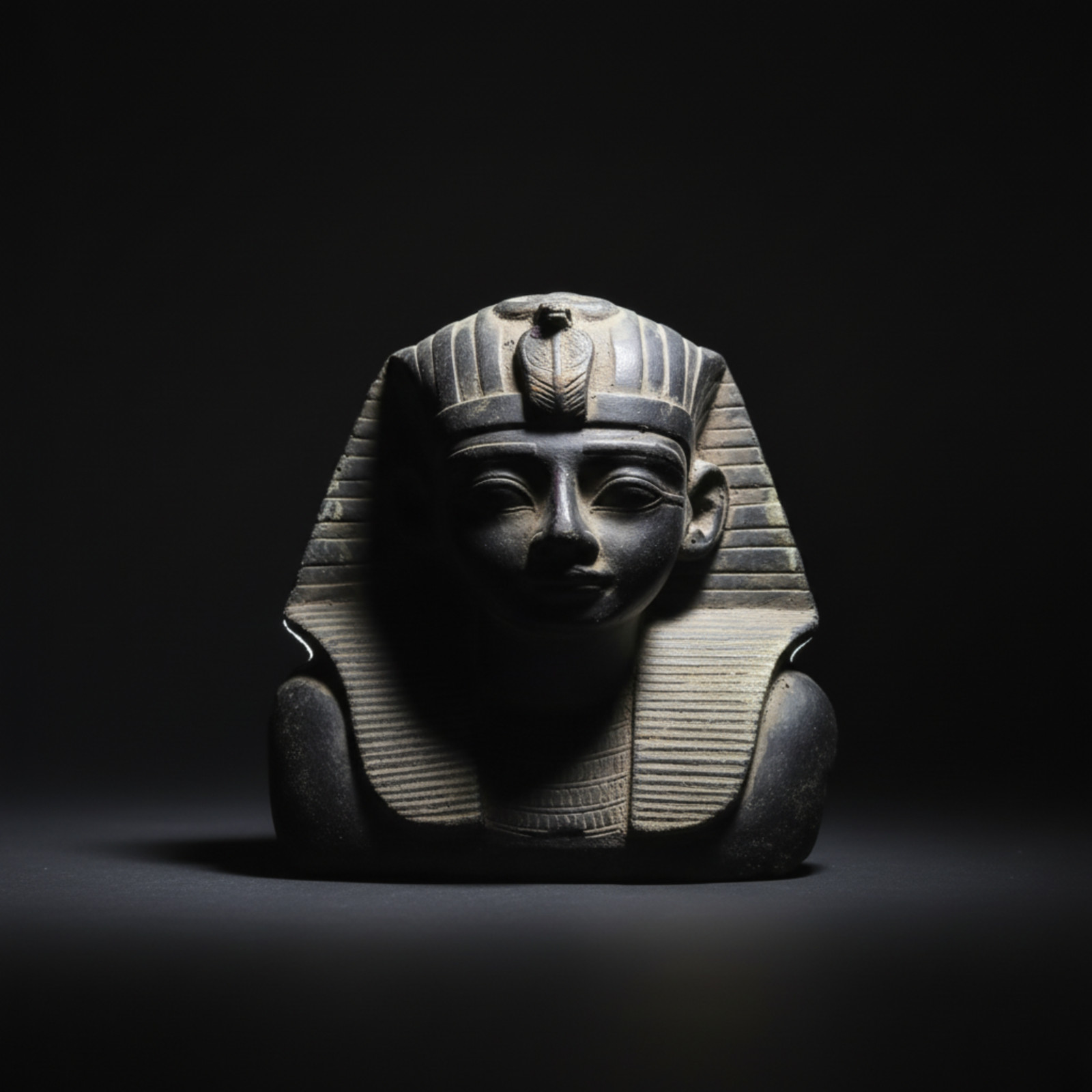 Rare Ancient Egyptian King Tut Statue Black Stone Pharaonic Tutankhamun Bust