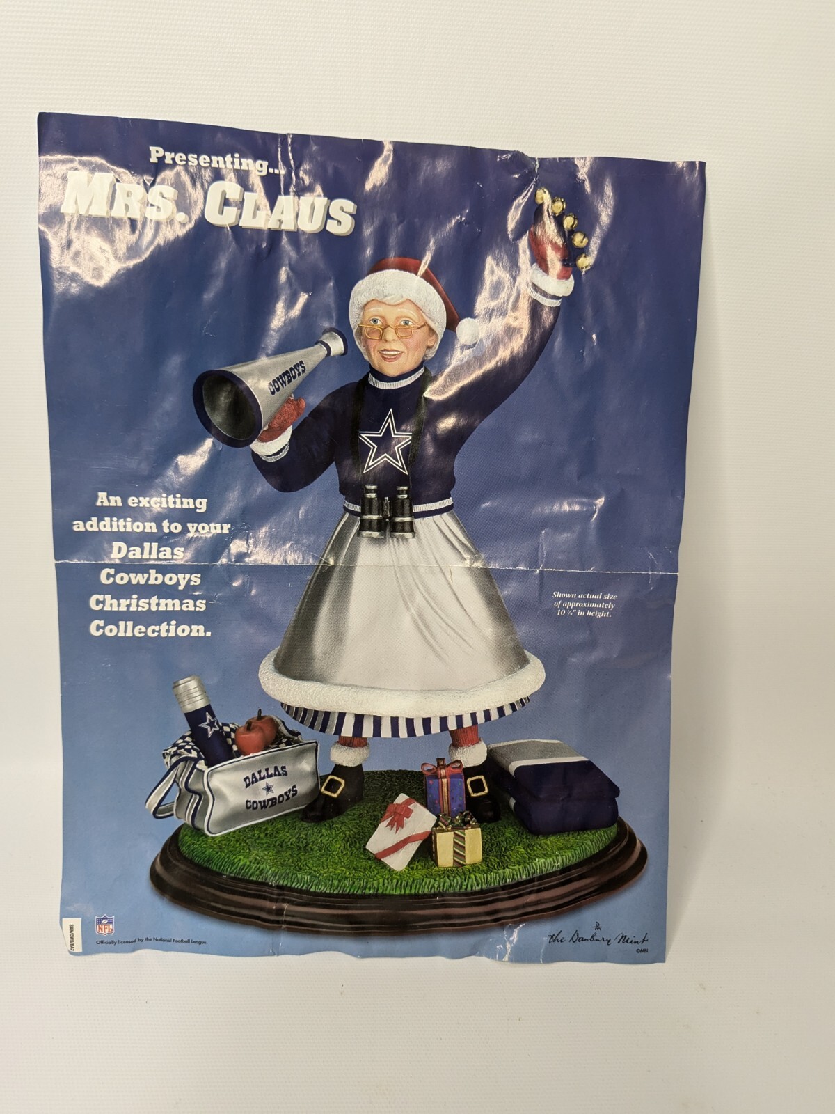 Danbury Mint NFL Dallas Cowboys Mrs Claus Christmas Cheerleader Complete COA+Box