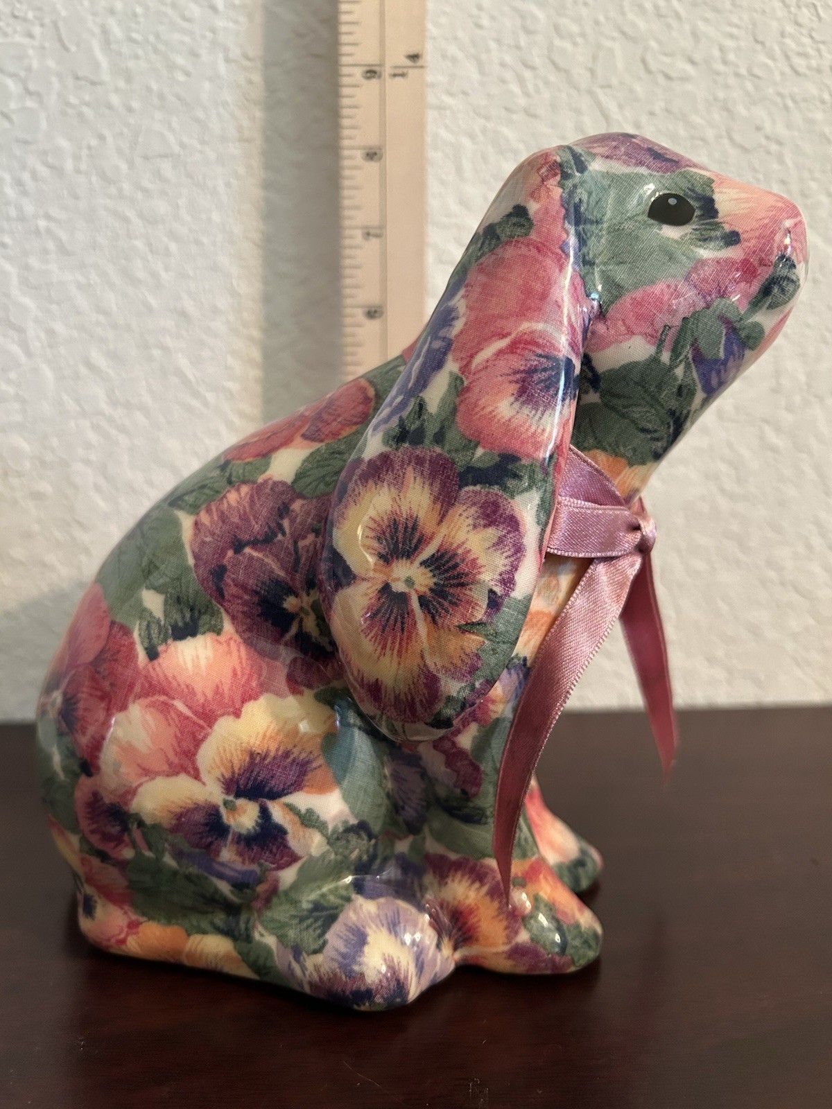 Joan Baker Design Porcelain Patchwork Bunny Rabbit Sculpture Figurine 7″ Approx.