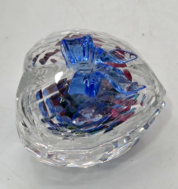 Swarovski Sweet Heart Jewel Box with Blue Bow #7480 000 002 Box & Crystals
