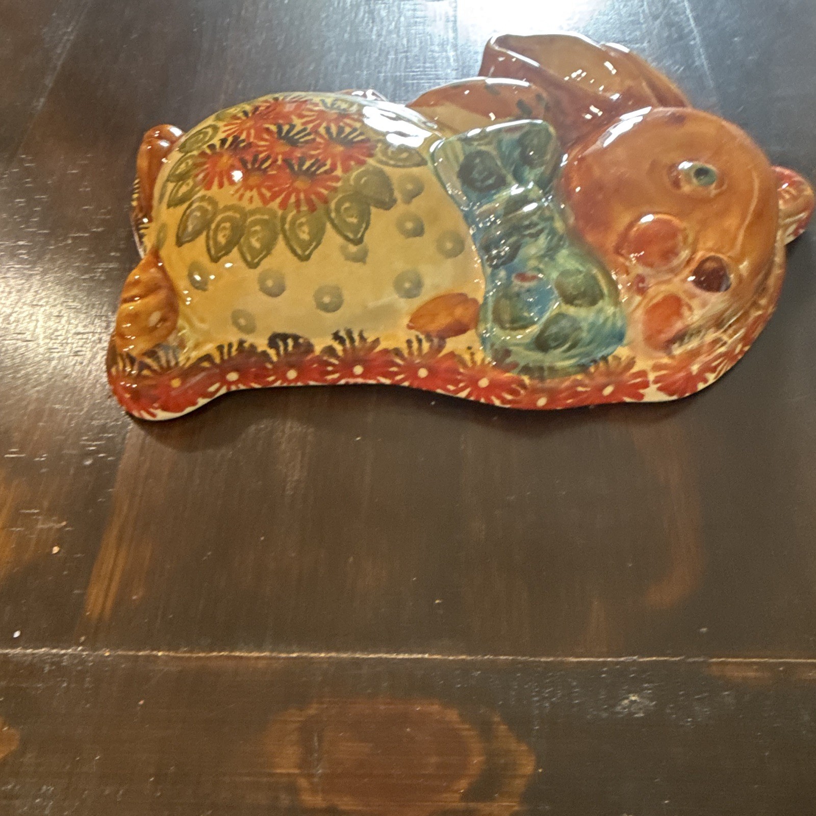 Da Forno Italy Hand Painted Rabbit Ceramic Wall Pocket Floral 11×8 MPN 07030
