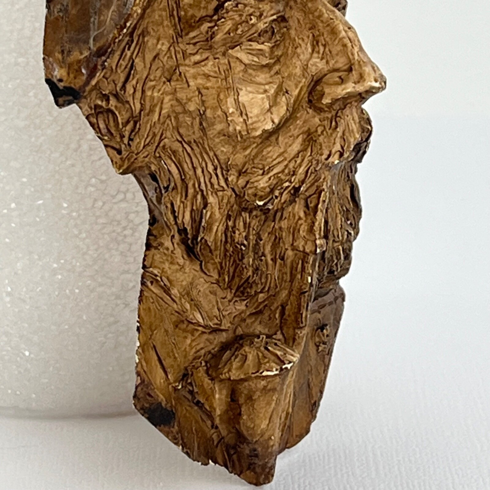 Old Man Smoking Pipe Small Cast Resin Black Forest Souvenir Wall Mount Sculpture