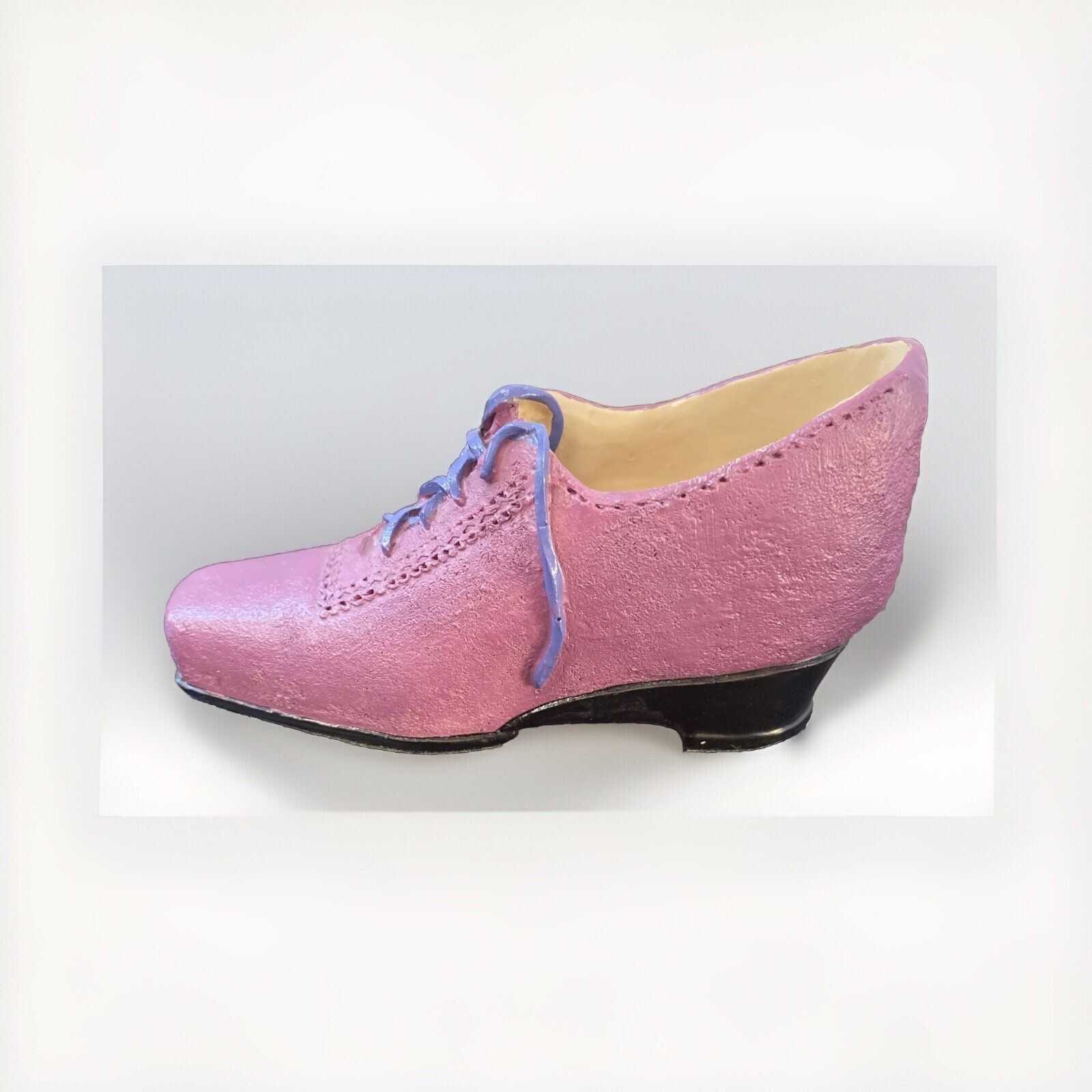 VTG Miniature shoe Collectible Wedge Heel lace Up Resin 5×3”