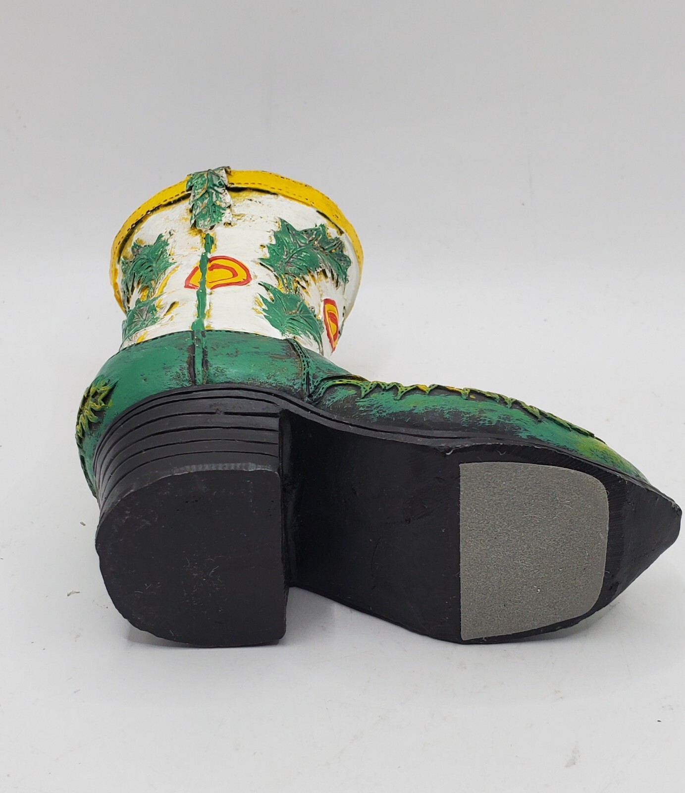 Vintage Cowboy Boot Figurine Green And White Southwestern Unusual Design 4.5″ H