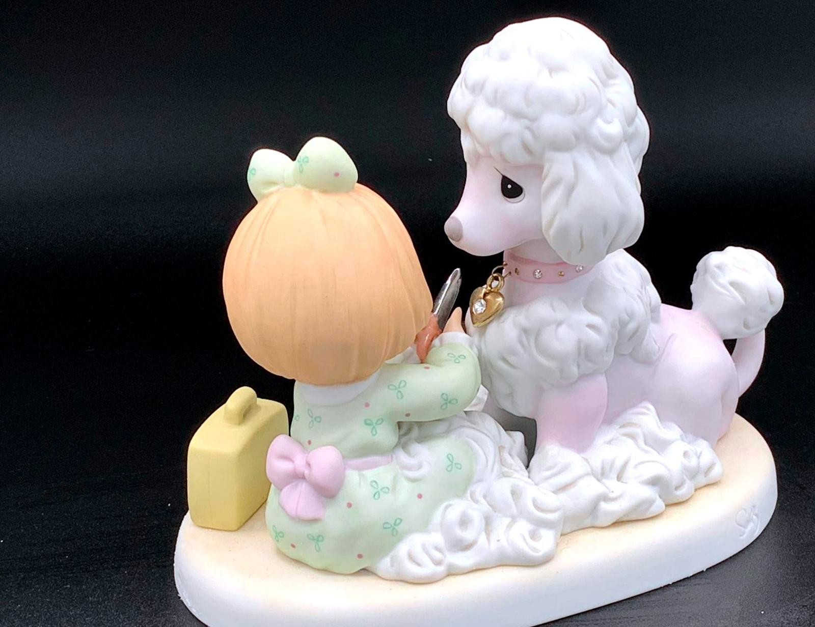 Precious Moments Girl Grooming Poodle Dog Figurine “Beauty Kit” Pastel Porcelain