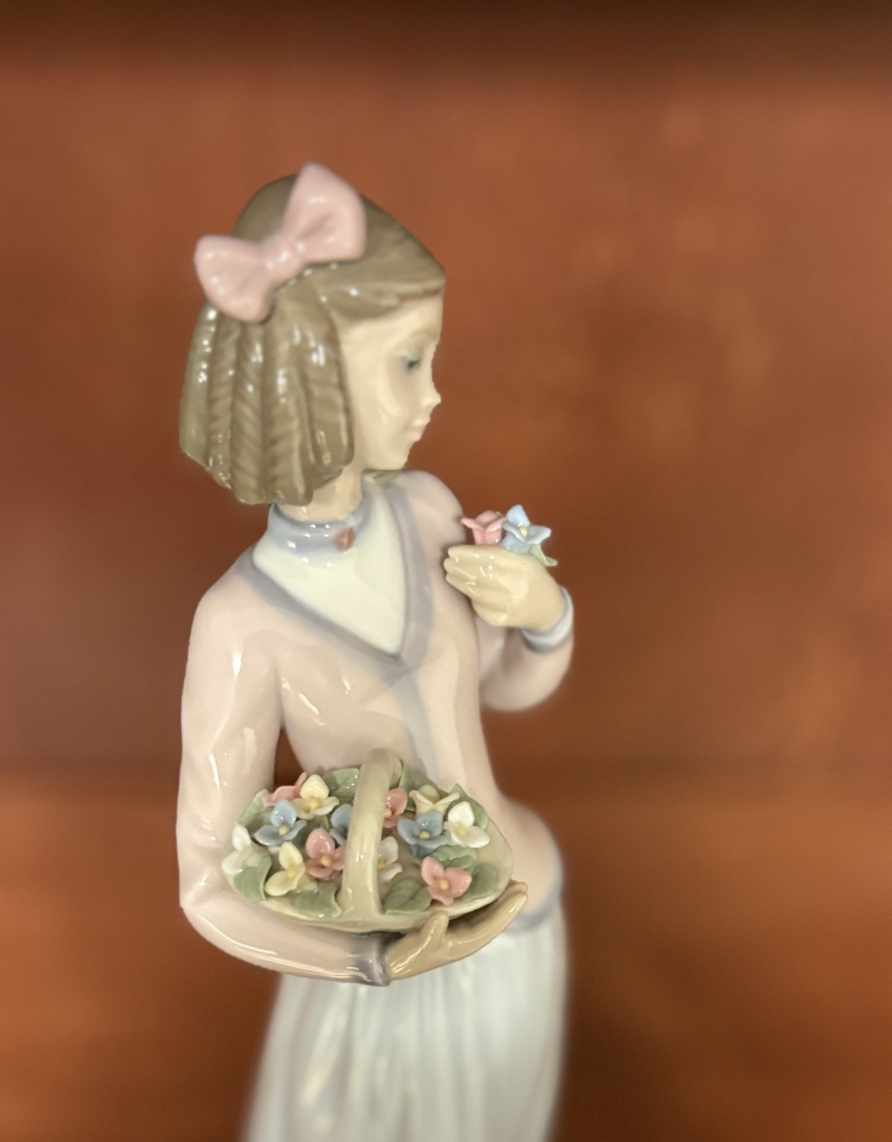Lladro #7644 Innocence In Bloom 10” Tall Figurine Girl With Flowers