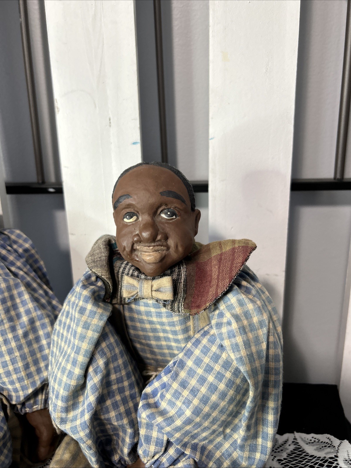 Sarah’s Attic African American Girl +Boy Doll Shelf Sitter 16” T X 7” W unmarked
