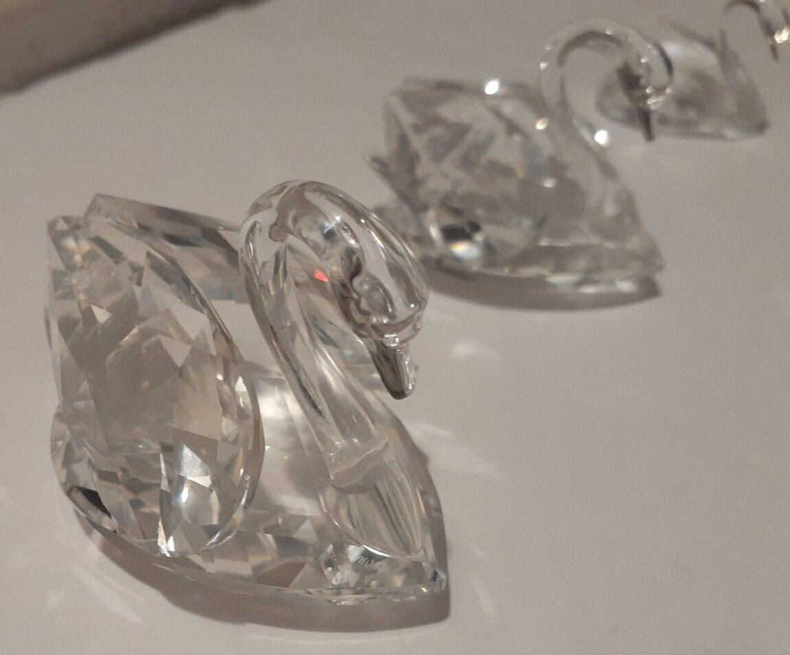 Swarovski Crystal Swans 3 big medium small mint perfect vintage retired 1980s