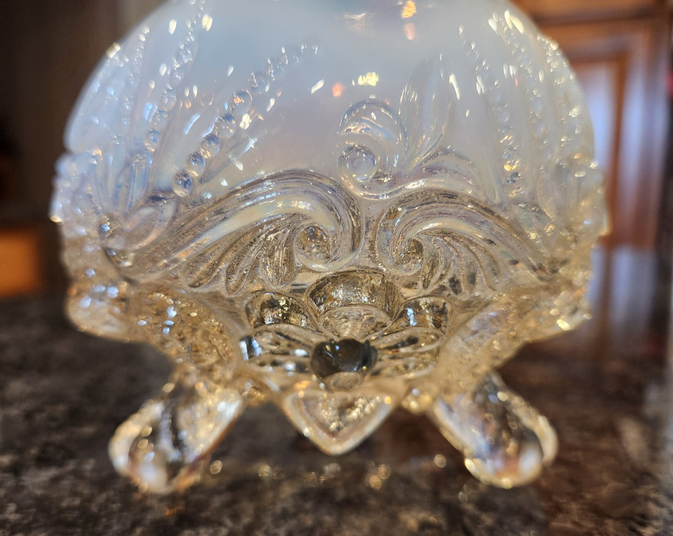 19th Century Antique Sowerby Co. Hobnail Opalescent Glass Piasa Bird Spittoon