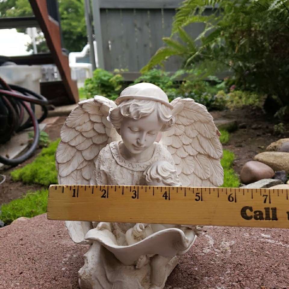 Angel & Cherub GARDEN STATUE 8” Resin Mold Yard Religious Figurine NICE