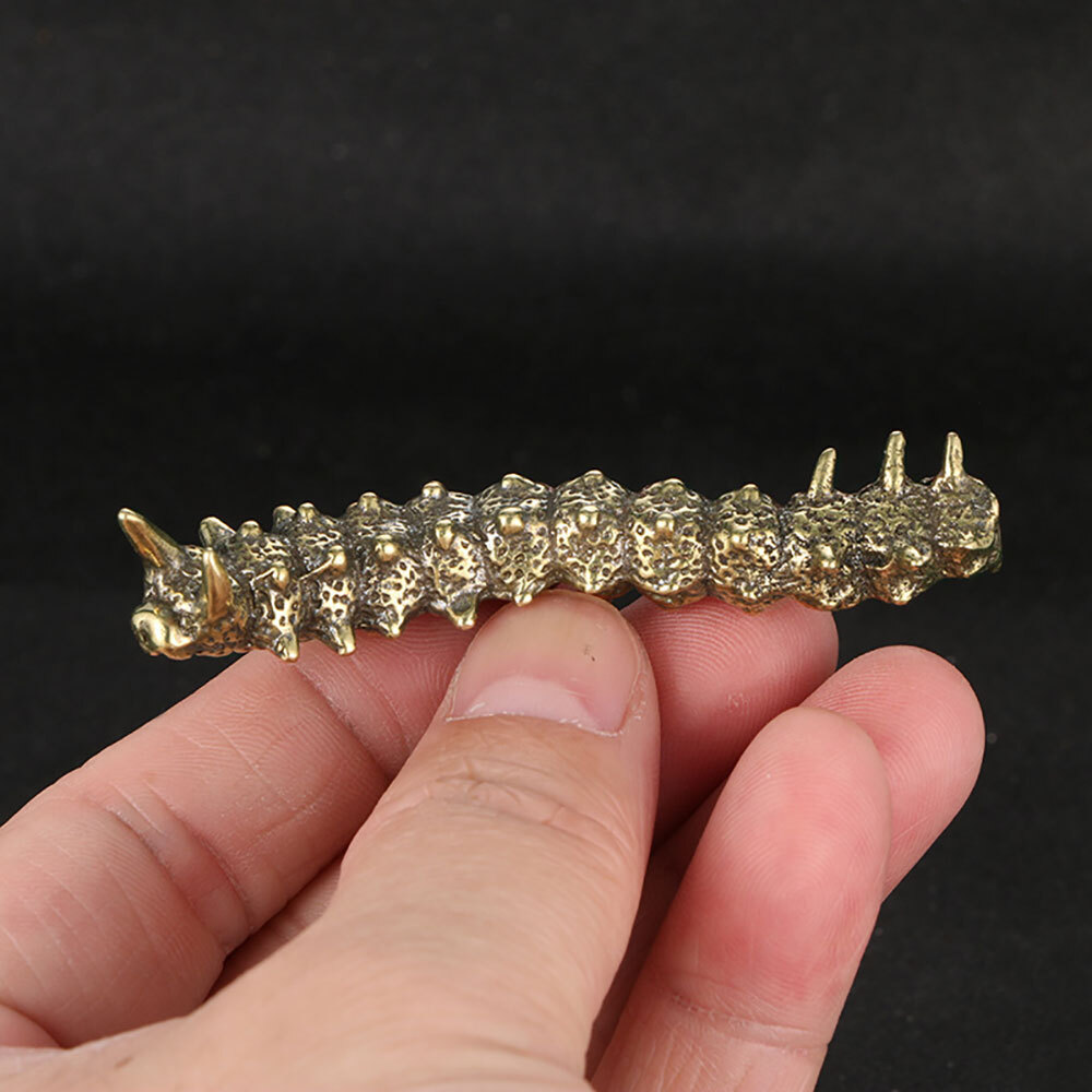 Solid Brass Caterpillar Figurine Statue Home Ornaments Animal Figurines Gift USA