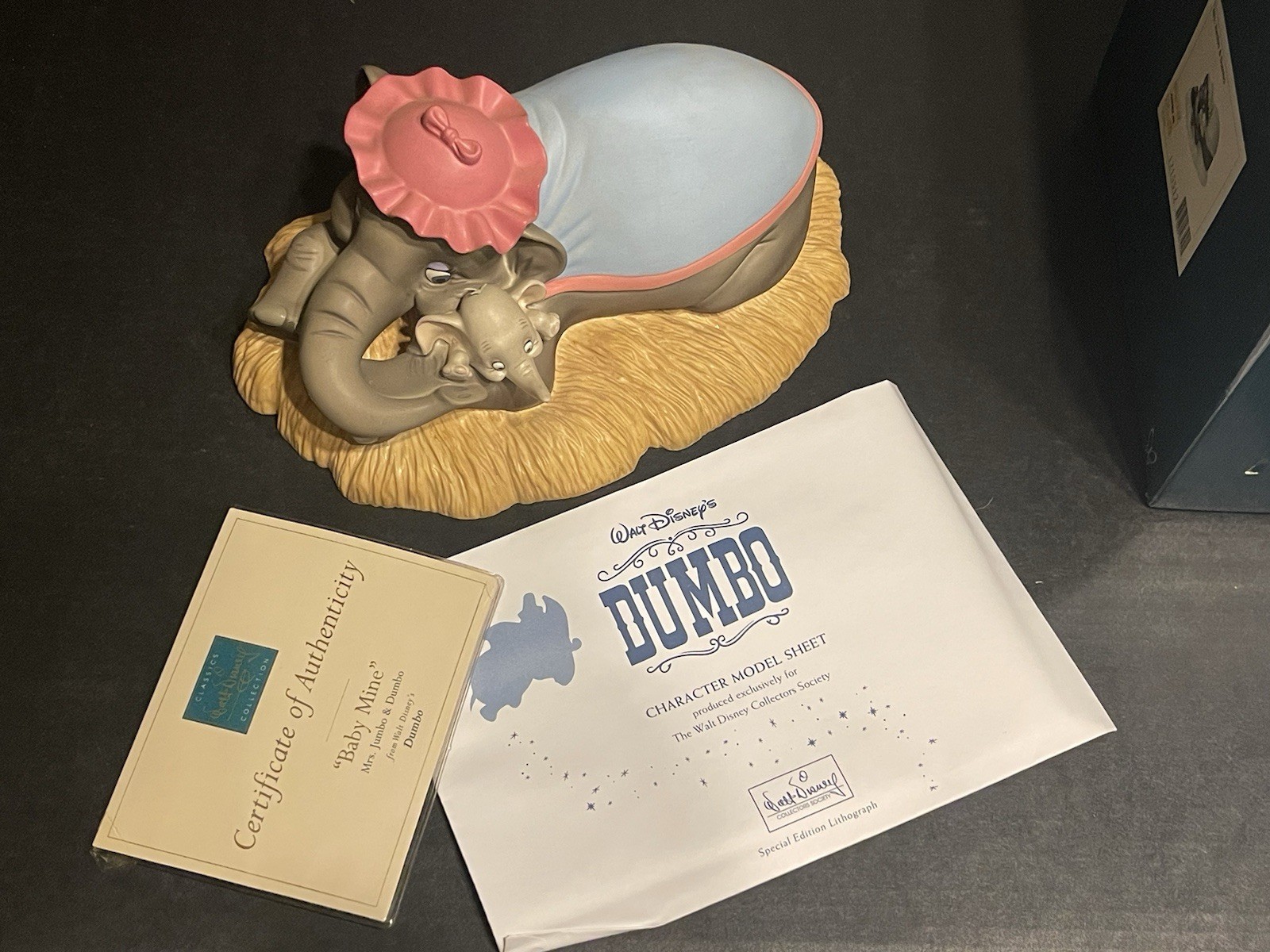Disney Dumbo Sleeping Elephant Figurine Resin Gray/Blue/Pink/Tan 2000-2009