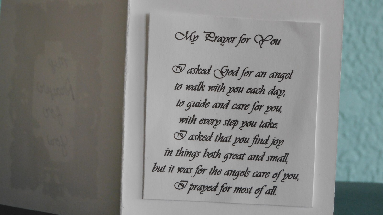 angel figurine with prayer card Mother’s Day