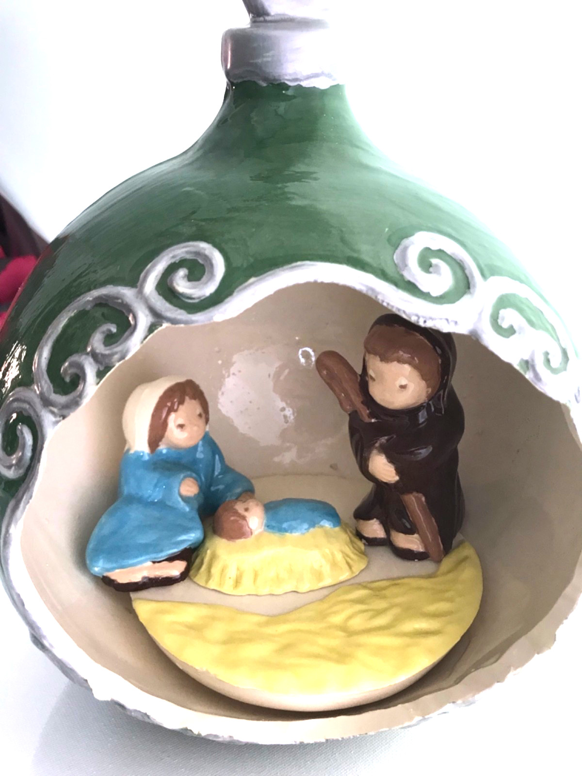 RARE Nowell’s Molds 1982 Ceramic Christmas Bulb 9.5″ x 8″ Nativity Scene #965 AH