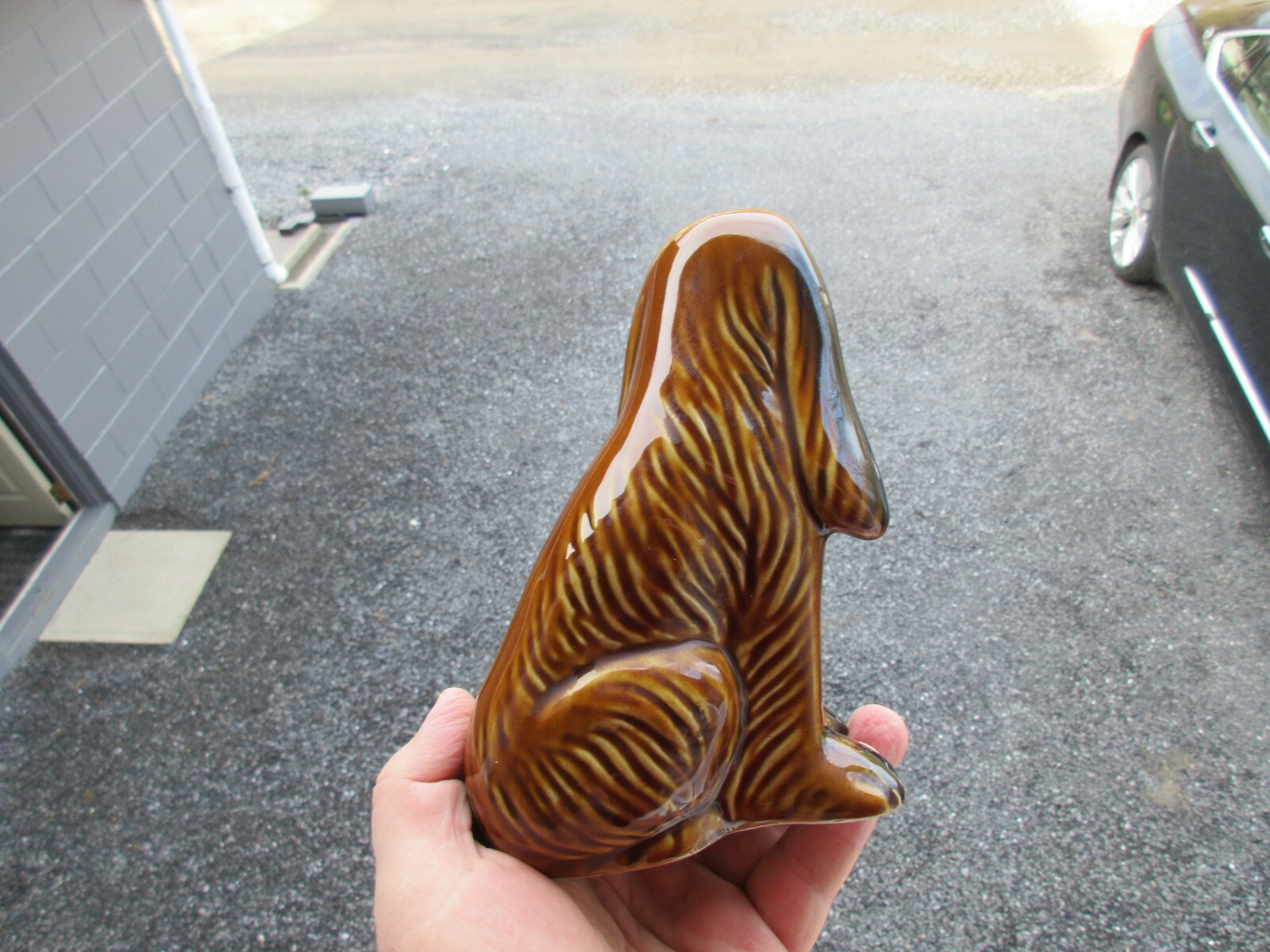 LOVELY + LARGE~[ 6.5″ TALL ] CERAMIC BROWN DOG FIGURINE~~1 POUND + 2 OUNCES!!