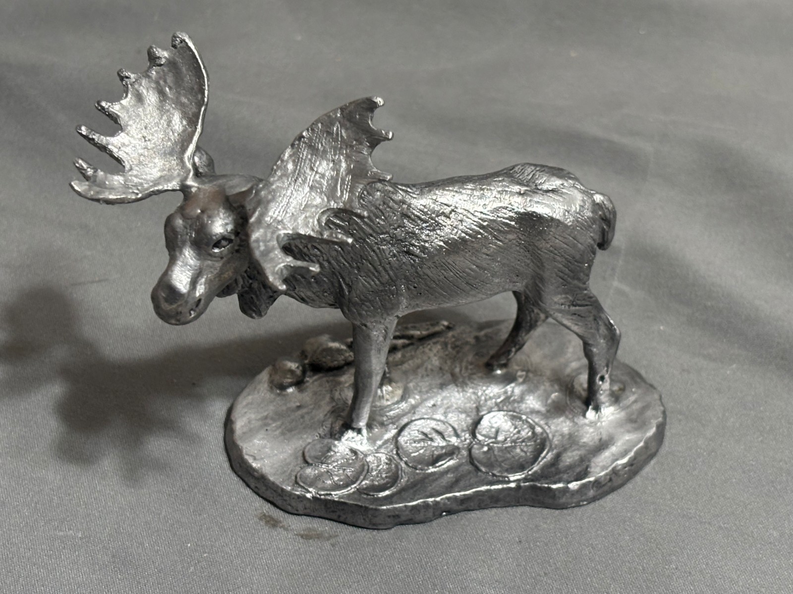 Vtg RICKER BARTLETT 3″ PEWTER Bull MOOSE ELK Silver Dollar City souvenir