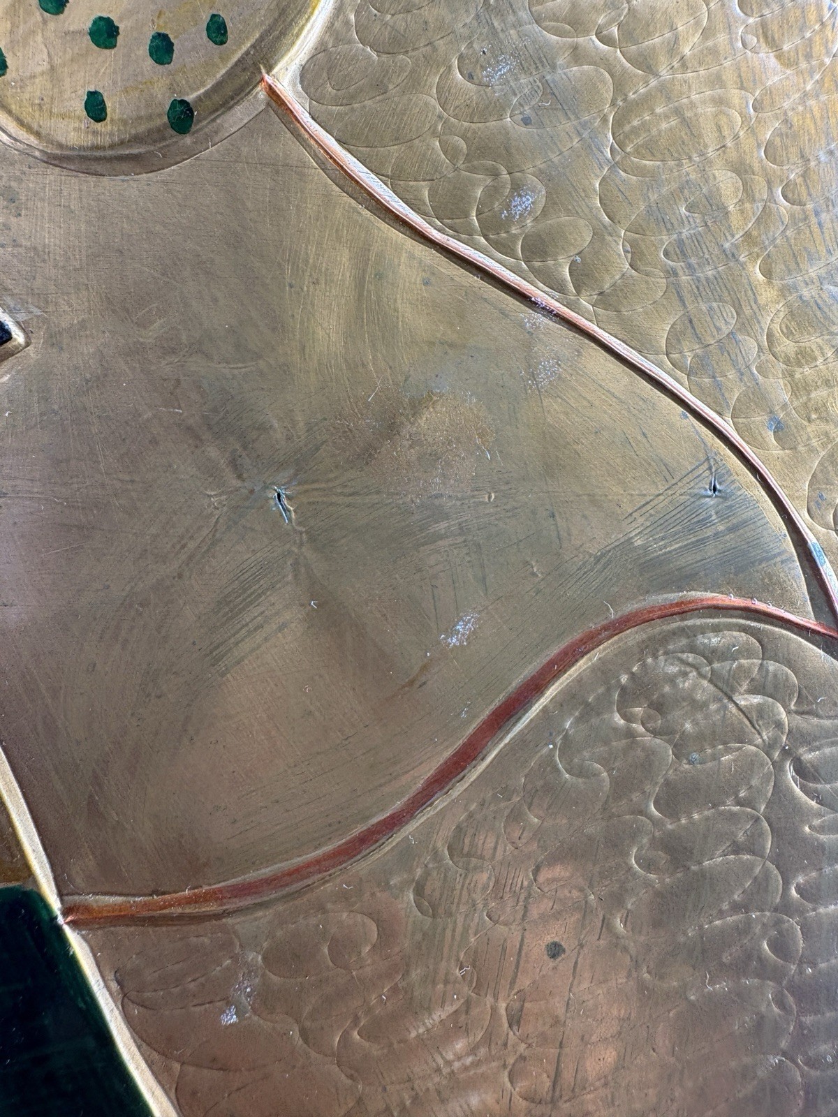 Vintage Copper On Wood Violin Clown Art Signed Chile