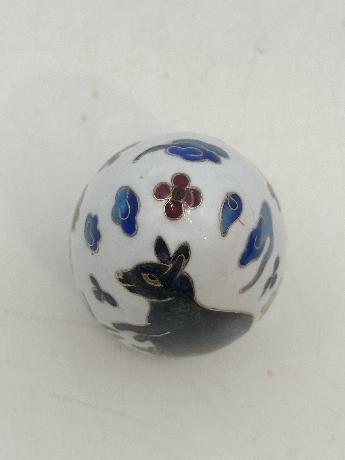 Cloisonné Decorative Egg Kangaroo & Floral Theme Brass And Enamel Art With Stand