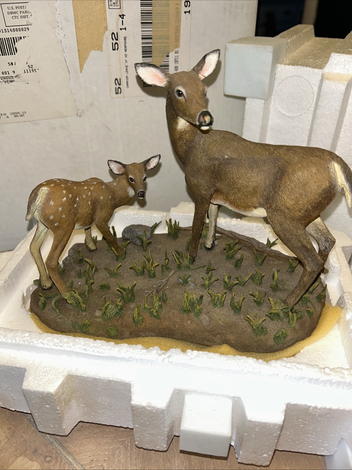 Danbury Mint “First Outing” Whitetail Deer And Fawn Sculpture W Original Box