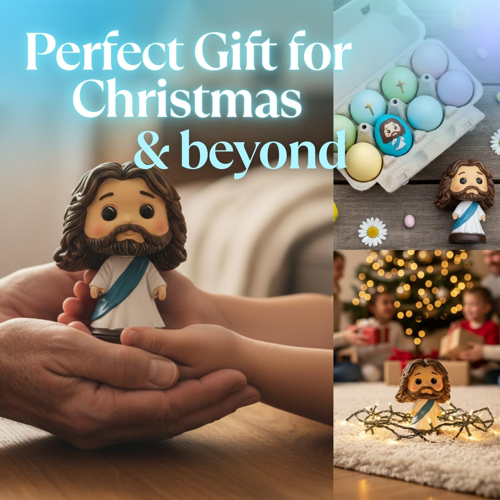 Jesus Bobblehead | Resin Jesus Figurine in Baby Blue for Christian Car Decor,…