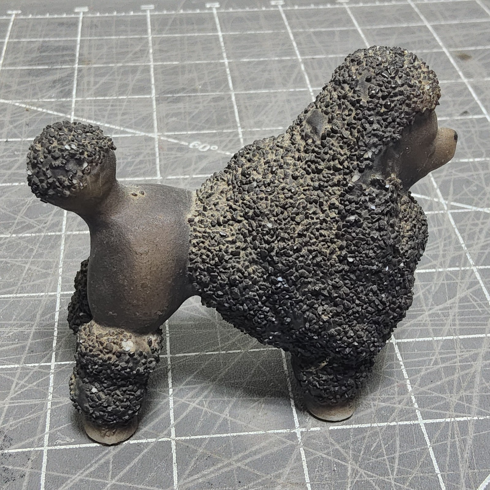 Vintage 50s 3x3x2 porcelain spaghetti poodle figure japan bronze midmod decor