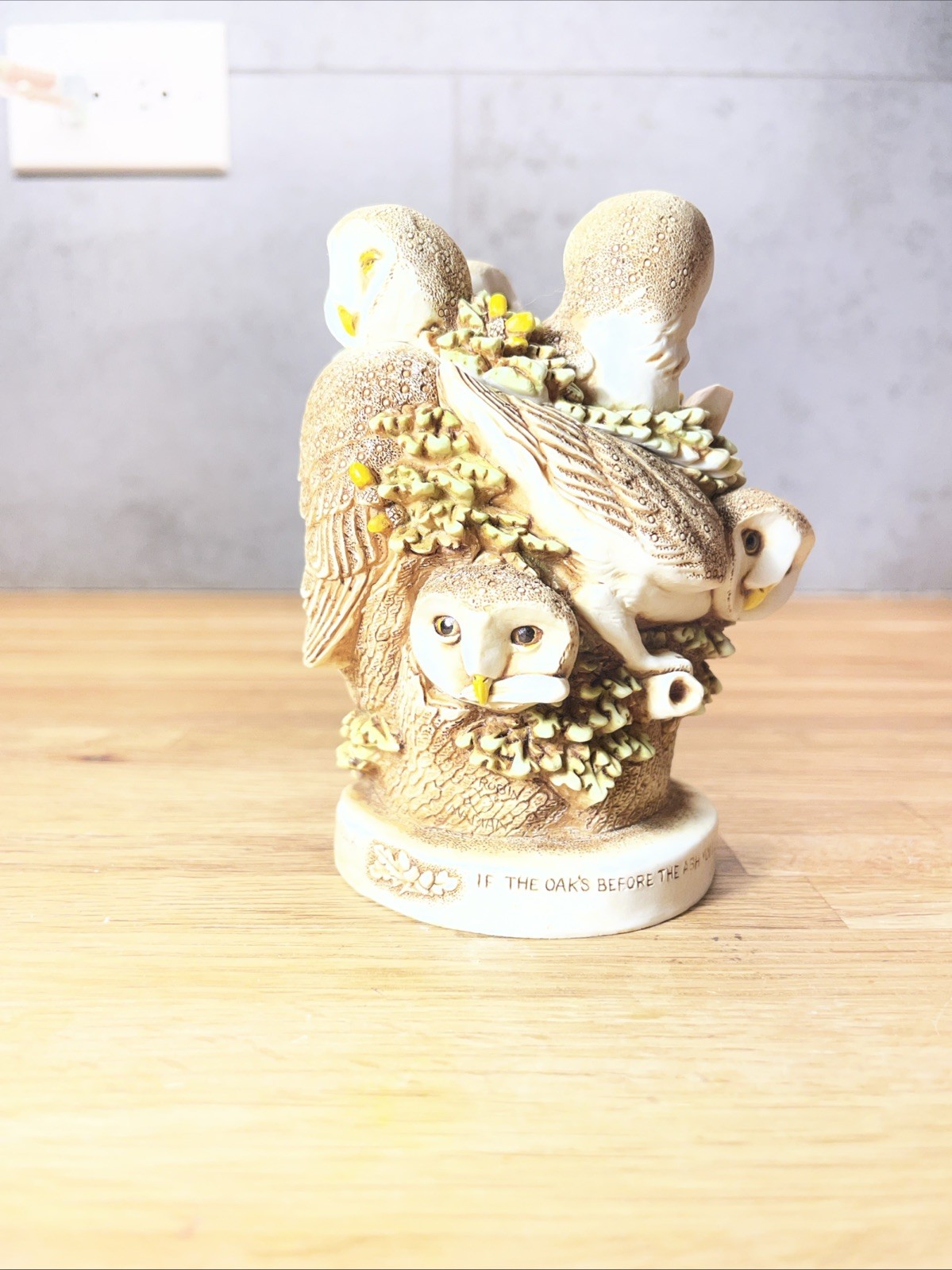 Harmony Kingdom Tower Owls Trinket Box/Figurine Hand-painted Marble Resin 1998