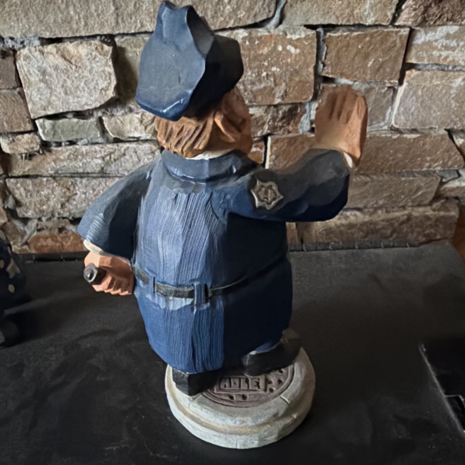Hand Painted Resin Police Officer Figurine Blue White Black Beige Collectible