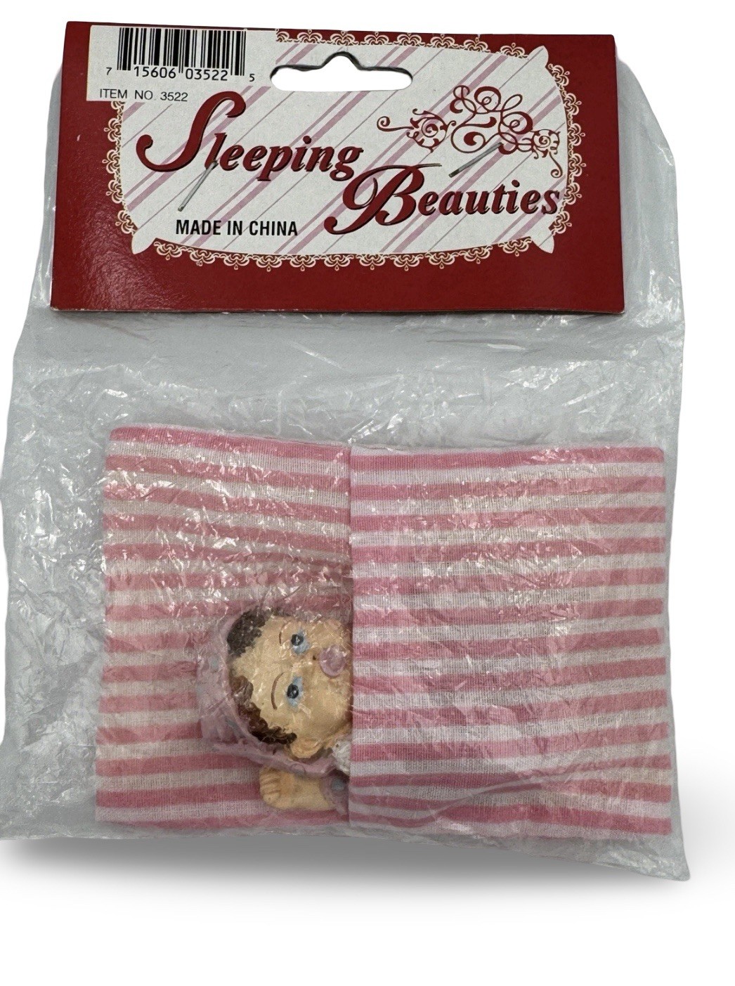 Vintage Sleeping Beauties Baby Figurine Pink Blanket 90s NIP Nursery Décor Cute