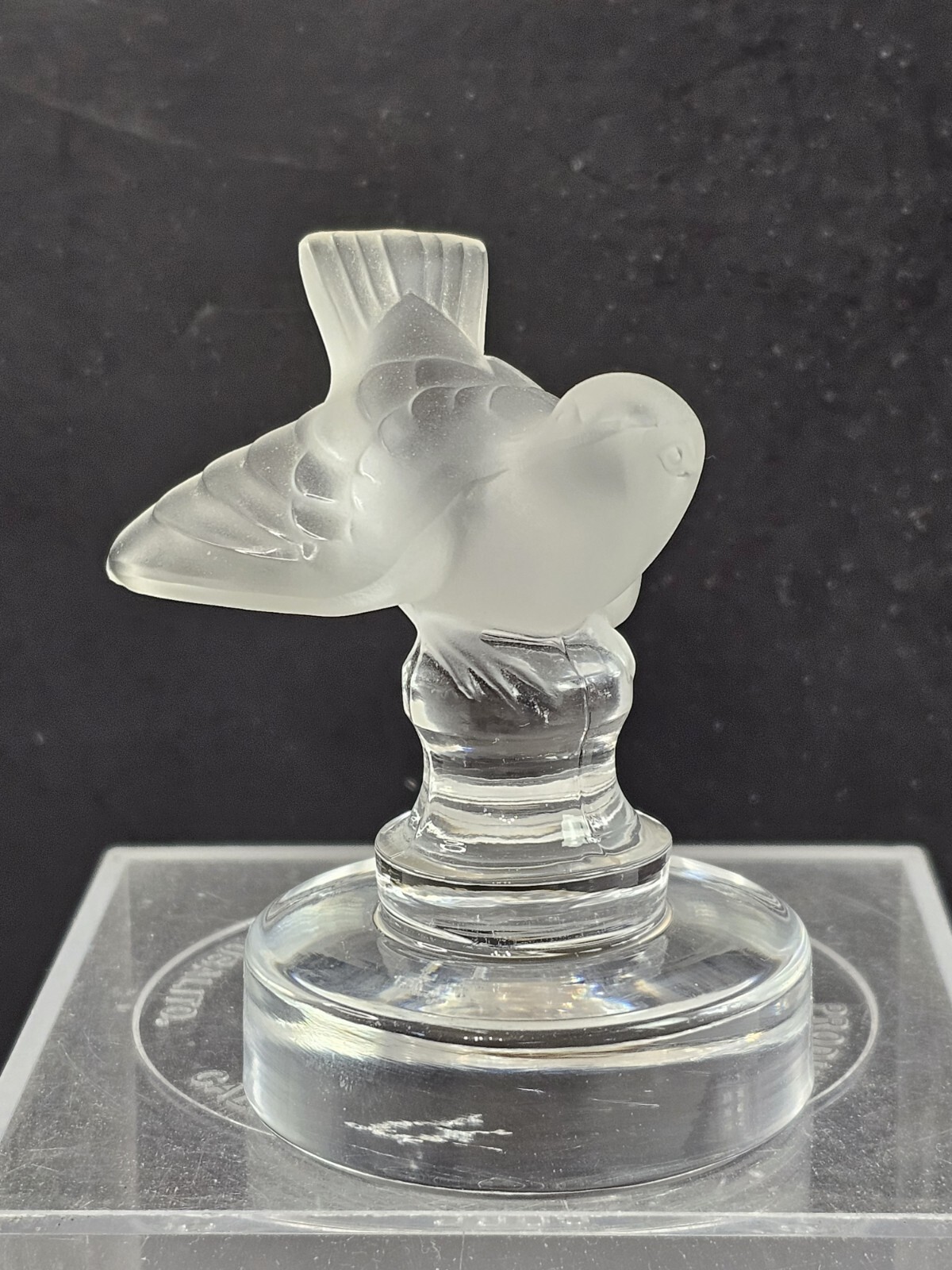Lalique France Montague Bridgman Frosted Crystal Sparrow Paperweight Signed
