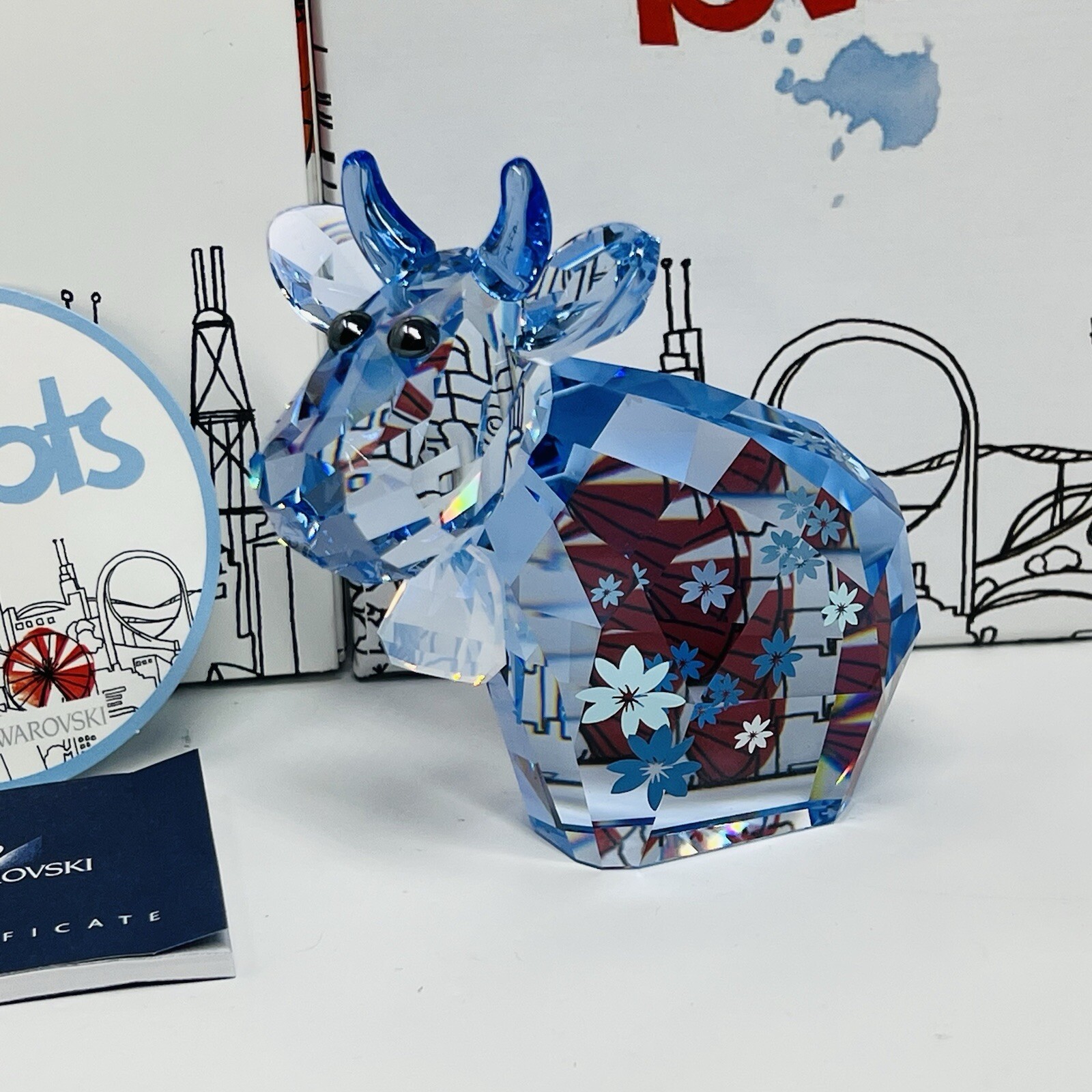 other see details Swarovski Lovlots 2012 Belle Mo Cow Figurine Light Blu G2U