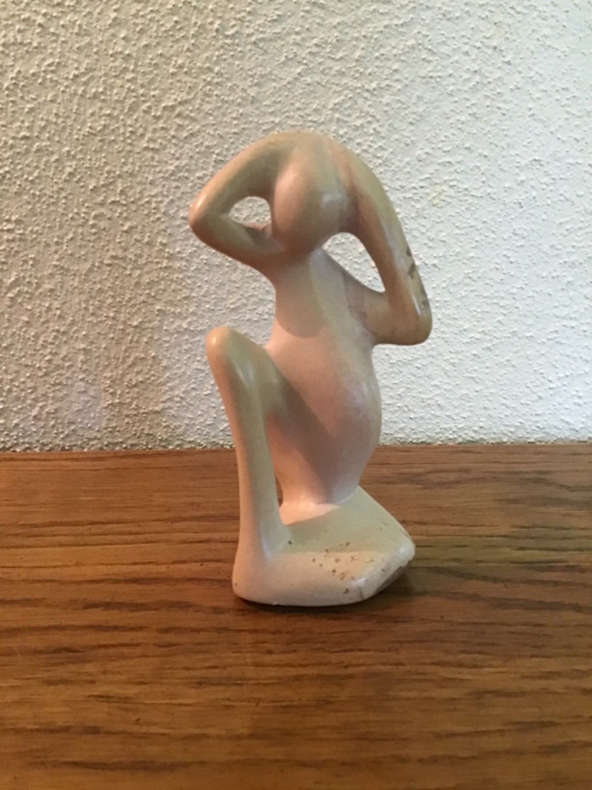 2 Hand Carved Soapstone Figures Thinking Man Abstract Statues Made in Kenya-