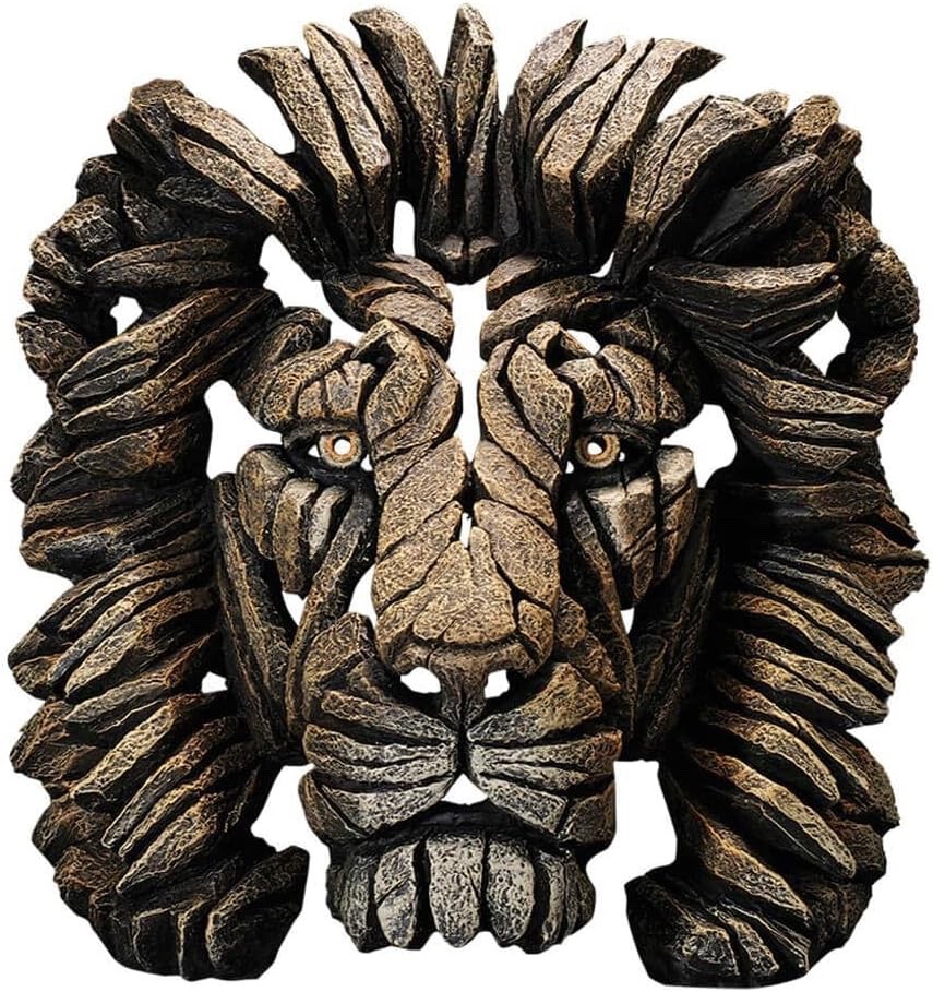 Enesco Edge Sculpture Lion Head Animal Bust Figurine, 16.93 Inch, Gold
