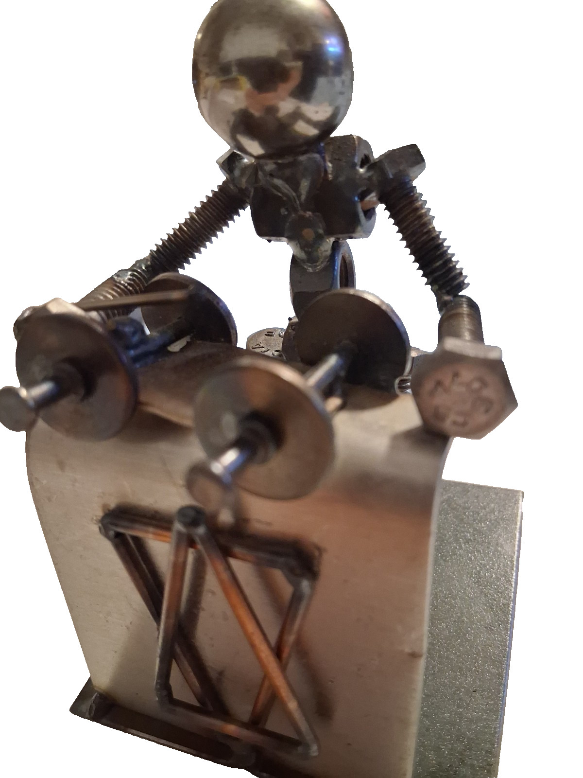 Weight Lifter Men Metal Bolt Figurine, Miniature Athlete body builder