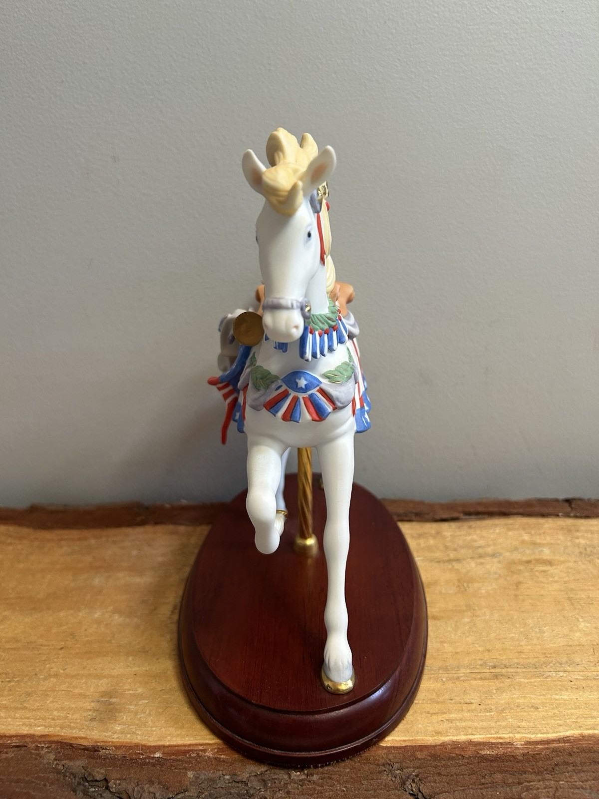 2002,LENOX,American Glory Carousel Horse,Hand~Painted. 24K Accents. COA!