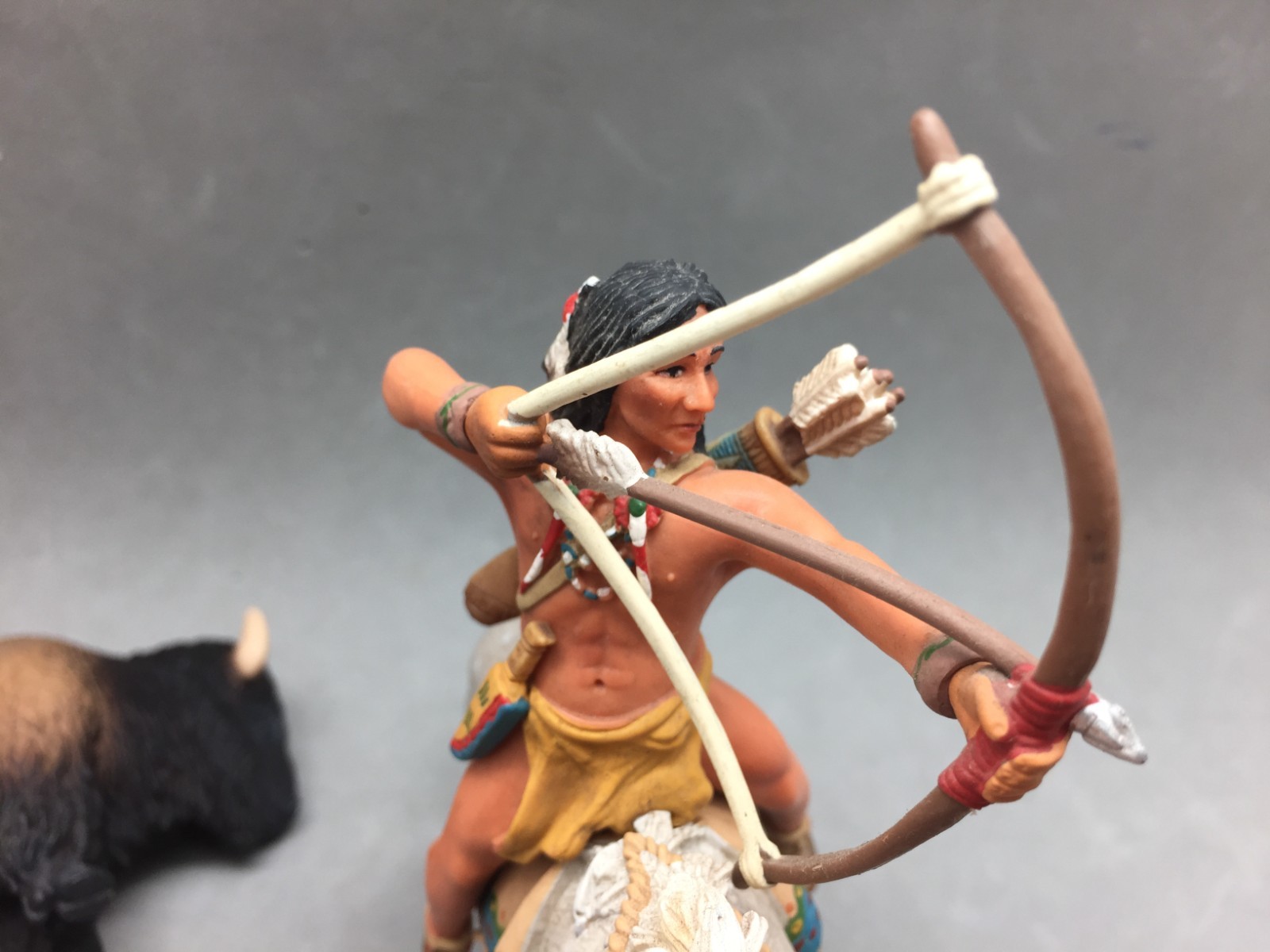 Schleich Native American Indian Sioux Archer & Horse w/ Buffalo Bison Figure Set