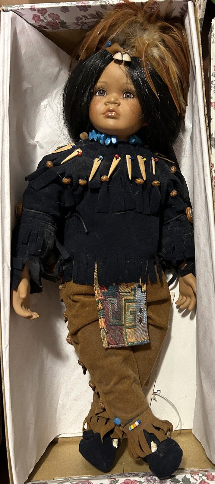 Ceramic Doll Keepsakes – Native American-earth tones Multi colors – 12” tall