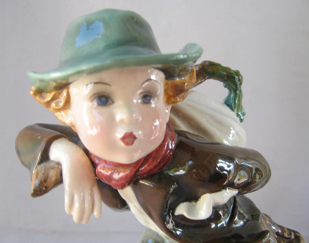 Vintage Keramos Dakon Porcelain Walking Vagabond Boy Figurine Vienna Austria