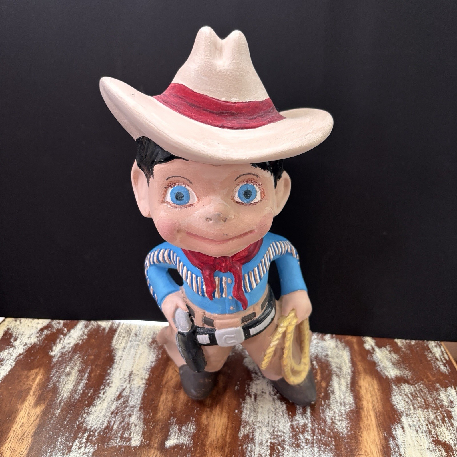 VTG Atlantic Mold Ceramic Little Cowboy W/Red Bandanna 11”x6”x 5” Pntd In 2014