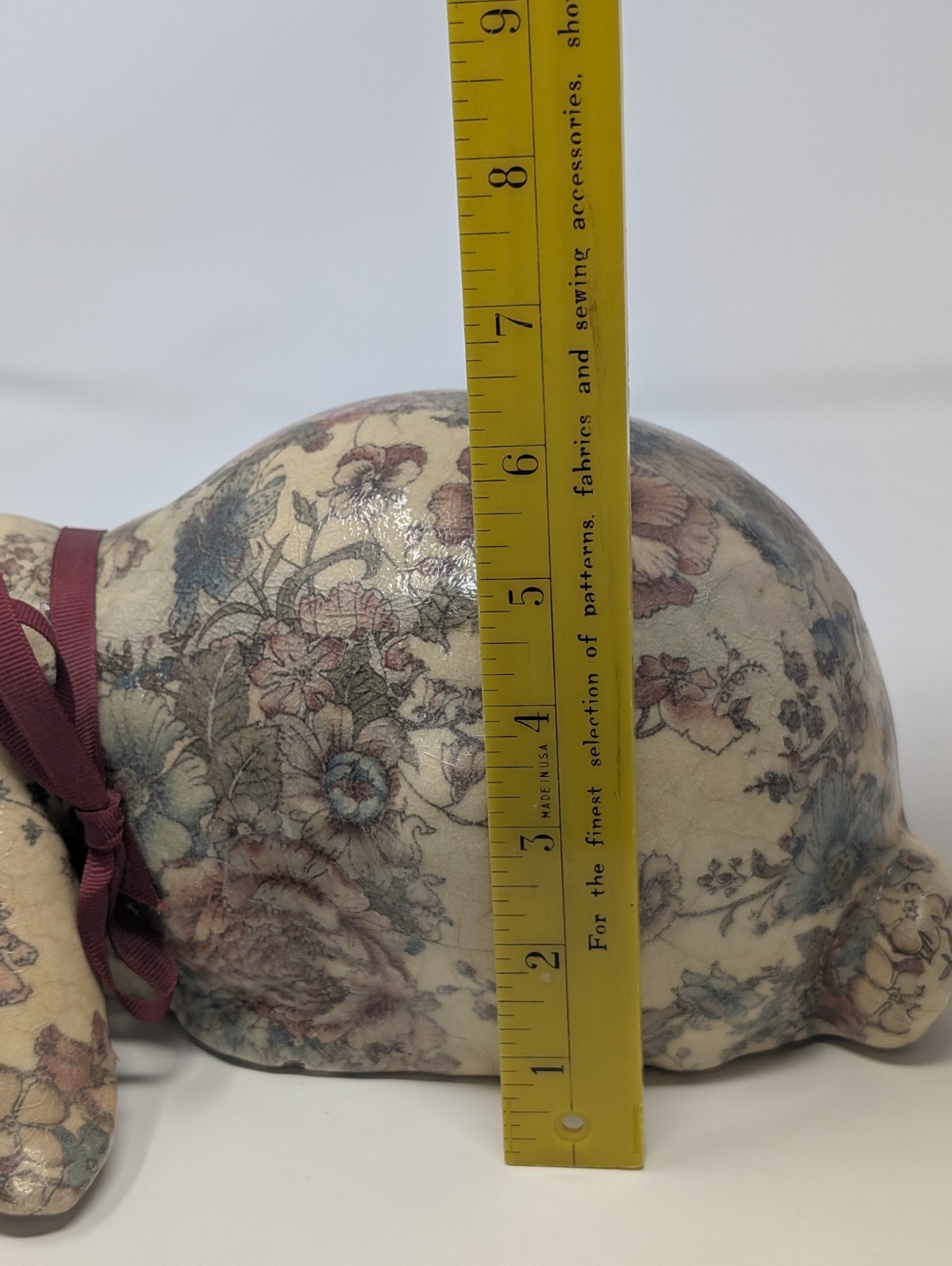 Joan Baker Designs Plaster Patchwork Bunny Decoupage Cottage Core