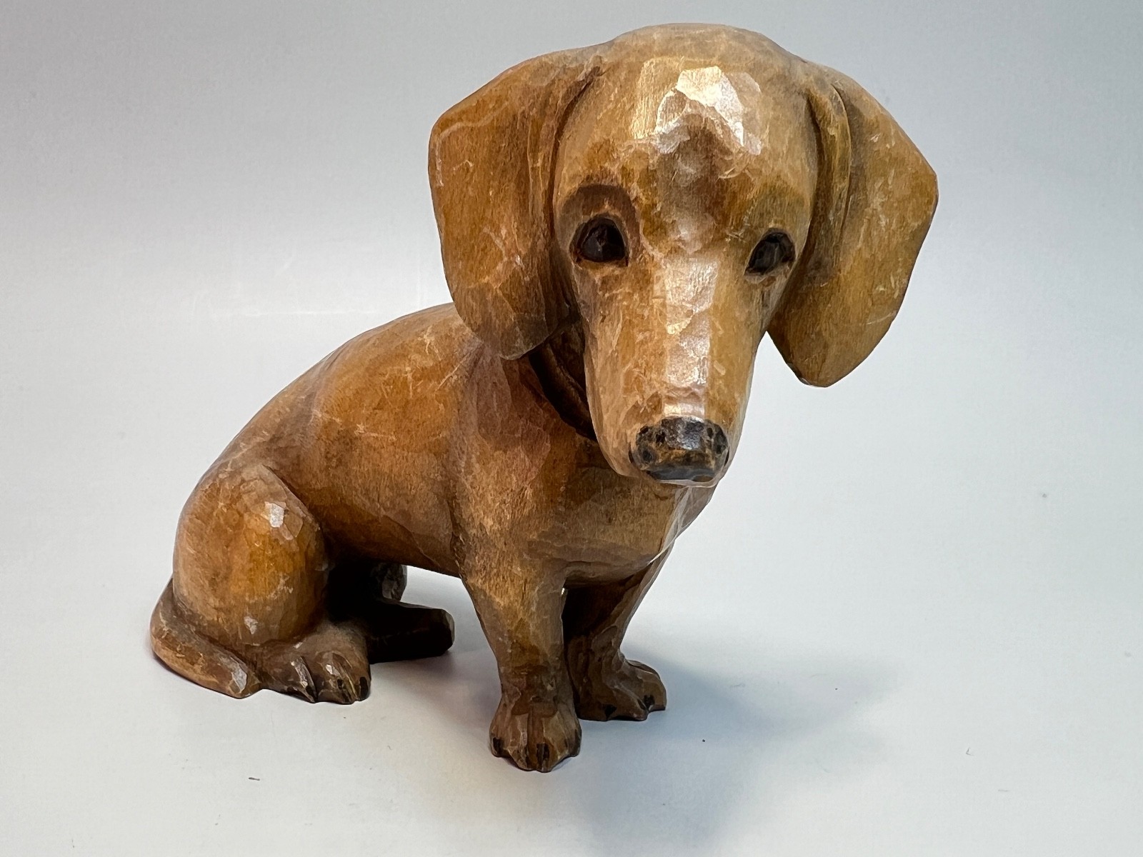 Vintage Black Forest Alpine Hand Carved Dachshund Dog Figurine Carving Figure