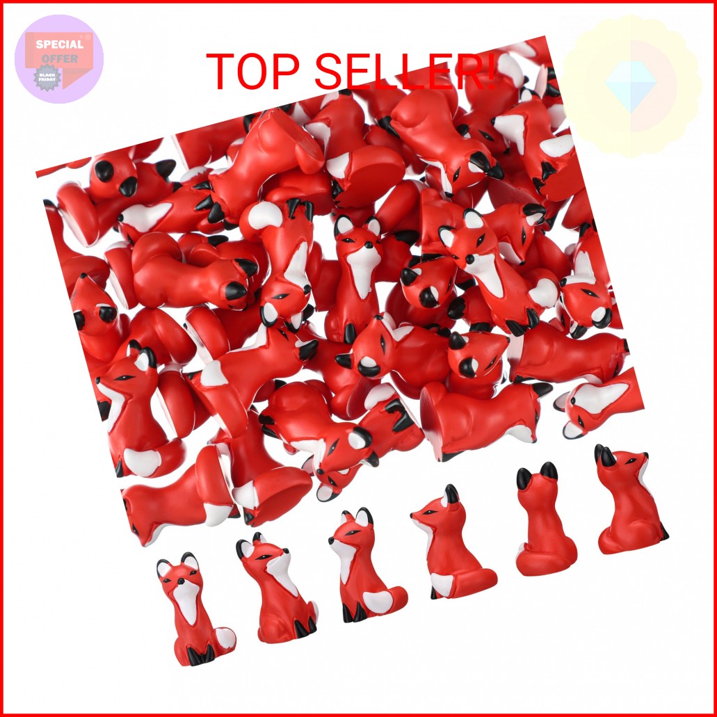 Wesiti 50 Pcs Mini Resin Fox Figures Bulk Cute Foxes Figurine Spring Woodland Fo