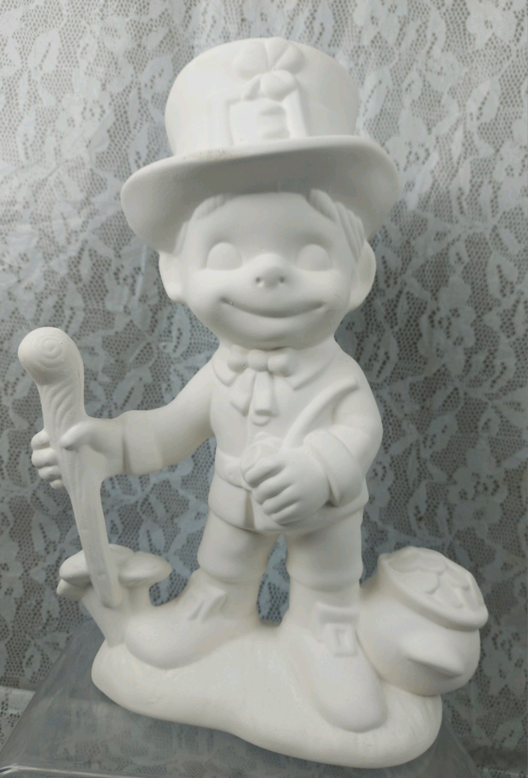 Atlantic Mold Smiley Leprechaun St. Patrick’s Ceramic Unfinished Statue 14″ VTG