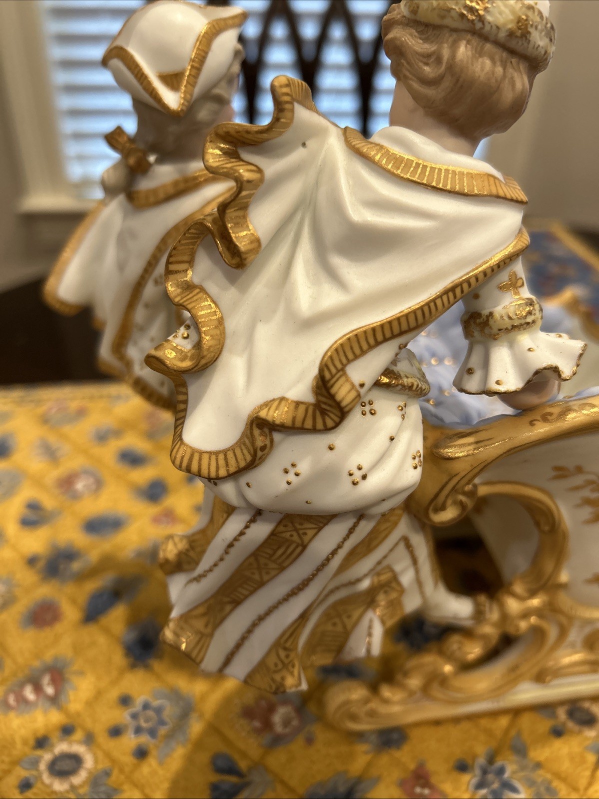 Polychrome Sitzendorf Biscuit Porcelain Baroque Sleigh- CALL OUT****